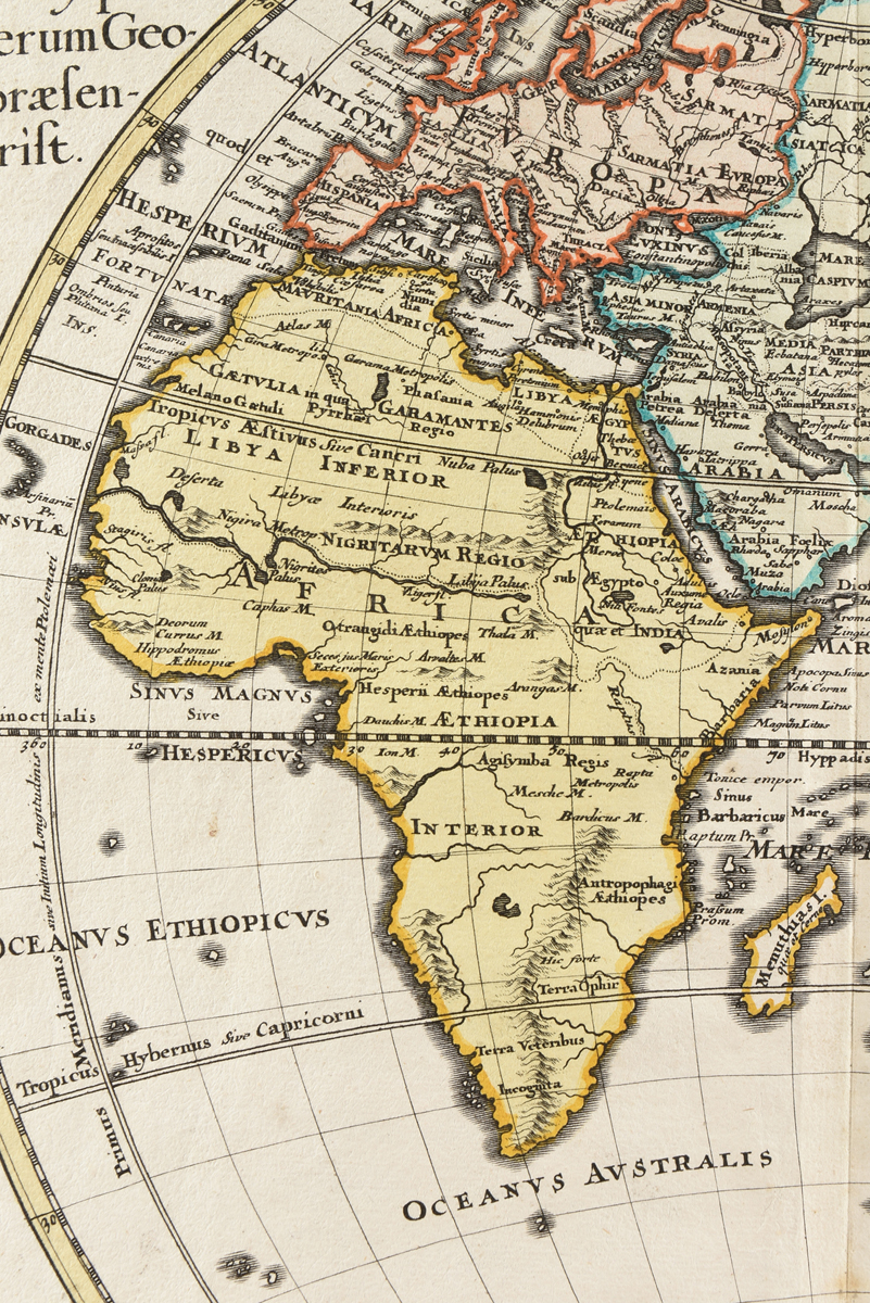 TWO ANTIQUE MAPS, "Orbis Terrarum veteribus cogniti Typus admentem veterum Geographorum - Image 7 of 14