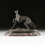 after PIERRE JULES MÊNE (French 1810-1879) A BRONZE SCULPTURE, "Startled Whippet," cast and