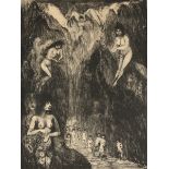 ÉDOUARD JOSEPH GOERG (Australian 1893-1969) A DRYPOINT ETCHING, "Witches Bathing in the Valley,"