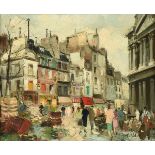 FERNAND CLAVER (French 1918-c.1961) A PAINTING, "Les Halles, Paris," oil on canvas, signed L/R, "