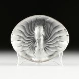 A LALIQUE FROSTED SWIRLING WAVE DISH, FRANCE, THIRD QUARTER 20TH CENTURY, verso signed, "Lalique