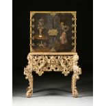 AN EDO PERIOD (1603-1868) LACQUERED CABINET ON A WILLIAM AND MARY (1688-1694) PARCEL GILT AND