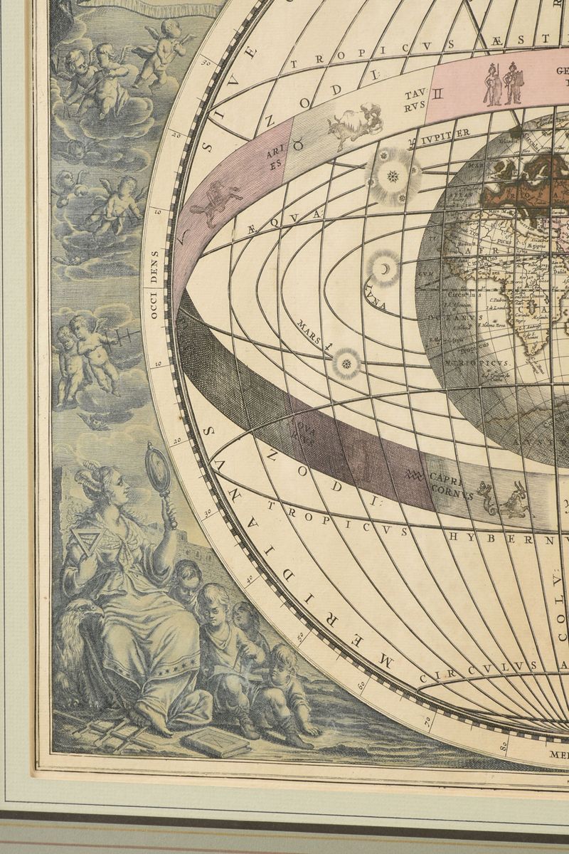 AN ANTIQUE MAP, "Scenographia Mvndanæ Compagis Brahea," AMSTERDAM, CIRCA 1708, hand colored - Image 6 of 9