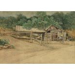 attributed to ROBERT JULIAN ONDERDONK (American/Texas 1882-1922) A PAINTING, "Hillingdon Ranch
