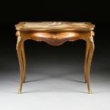 A ROCOCO REVIVAL ONYX AND GILT BRONZE MOUNTED HAND PAINTED BUREAU PLAT, AMERICAN, MOUNTS BY P.E.