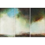attributed to PAULINE ZIEGEN (American 20th/21st Century) A TRIPTYCH PAINTING, "Mountain Range under