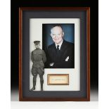 AN AUTOGRAPH ON CARD, DWIGHT DAVID EISENHOWER (AMERICAN 1890-1969) SIGNED, an American Army