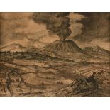 GERARDO "DR. ATL" MURILLO (Mexican 1875-1964) A DRAWING, "Volcano (Popocatépetl) Erupting," 1947,