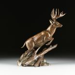 TERRELL O'BRIEN (American/Texas 20th/21st Century) A SCULPTURE, "Stag," 2006, patinated bronze,
