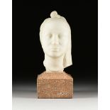 NATHANIEL CHOATE (American 1899-1965) A SCULPTURE, "Head of Youth," 1932, carved white Carrara