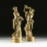 after MICHEL CLAUDE CLODION (French 1738-1814) A PAIR OF SCULPTURES, "Faune Buvant" AND "
