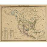 AN ANTIQUE MAP, "Amérique du Nord (North America)," FRENCH,1836-1846, hand colored engraving on