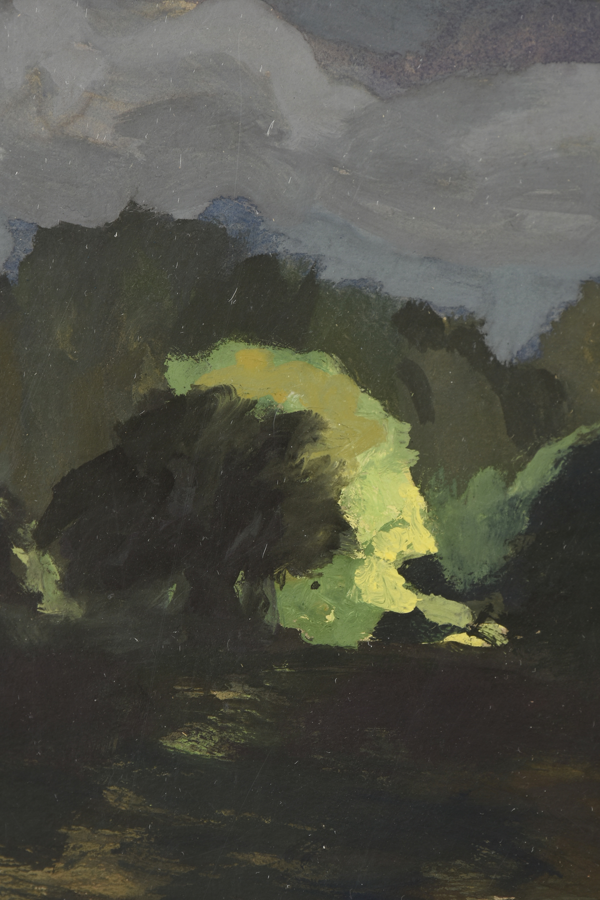 FRANK SIMON HERRMANN (AMERICAN 1866-1942), A PAINTING, "Moonlit Clouds," gouache on paper, signed - Image 5 of 8