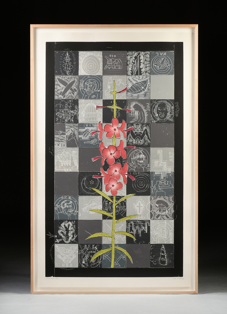 JOHN BUCK (American b. 1946) A PRINT, "Fireweed," 1992, color woodblock print on paper, signed L/ - Image 2 of 16
