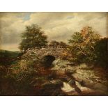 A SCOTTISH SCHOOL PAINTING, "Noddle Bridge, Largs," 19TH CENTURY, oil on canvas, signed indistinctly