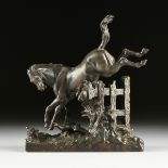 MAURICE CONSTANT FAVRE (French 1875-1915) A BRONZE SCULPTURE, "Scattering the Ducks," the cast and
