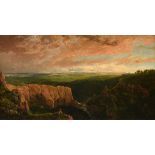 attributed to EDMUND JOHANN NIEMANN (1813-1876) A PAINTING, "View of Canyon at Sunset," oil on