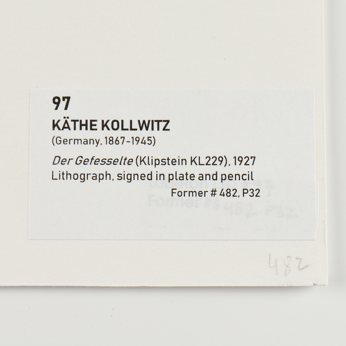 KÄTHE KOLLWITZ (German 1867-1945) A LITHOGRAPH, "Der Gefesselte," 1928, on paper, signed in plate - Image 6 of 6