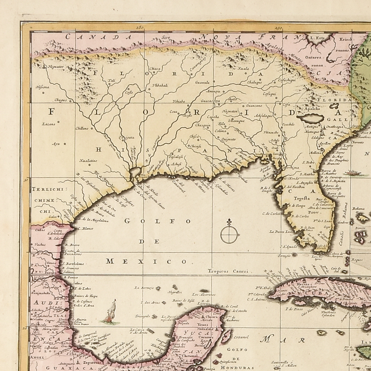 AN ANTIQUE MAP, "Insulæ Americanæ in Oceano septentrionali ae Regiones Adiacentes a C. de May - Image 3 of 6