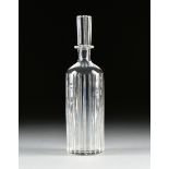 A BACCARAT CRYSTAL ROUND WHISKEY DECANTER, HARMONIE PATTERN, SIGNED, 20TH CENTURY, the tapered