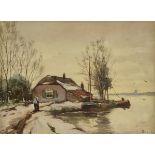 ANTON BERNARDUS DIRCKX (Dutch 1878-1927) A PAINTING, "Winter in Kralingse Plas," watercolor on
