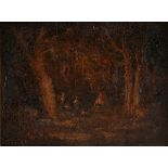 RALPH ALBERT BLAKELOCK (American 1847-1919) A PAINTING, "The Glow of an Indian Encampment at Night,"