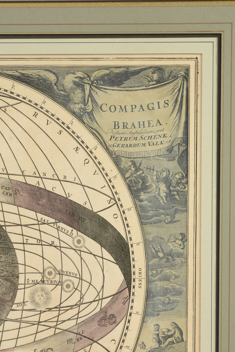 AN ANTIQUE MAP, "Scenographia Mvndanæ Compagis Brahea," AMSTERDAM, CIRCA 1708, hand colored - Image 3 of 9