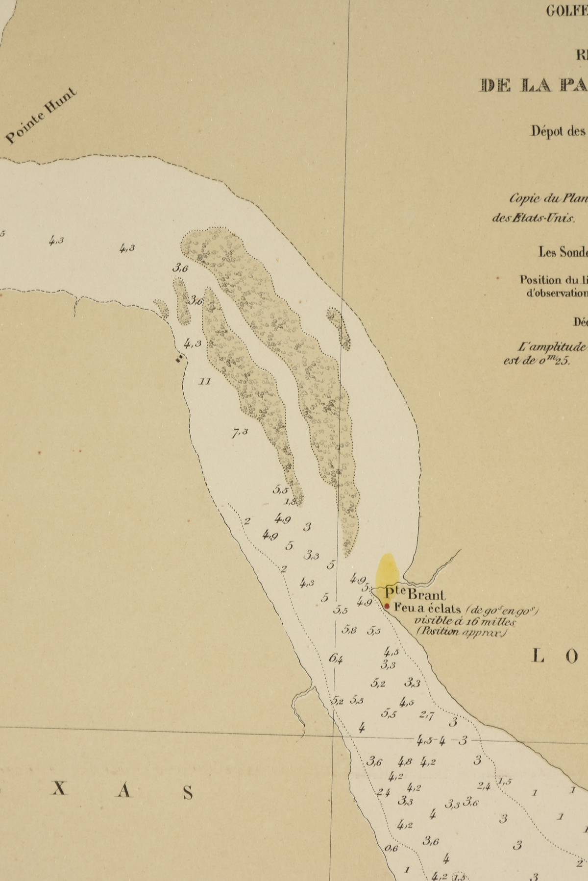 AN ANTIQUE TEXAS/LOUISIANA BORDER SABINE RIVER SURVEY MAP, "Golfe du Mexique-Texas, - Image 5 of 8