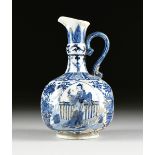 A CHINESE BLUE AND WHITE PAINTED EWER, ARTEMISIA LEAF, KANGXI PERIOD (1662-1722), with an everted