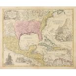 AN ANTIQUE MAP, "Regni Mexicani Seu Novæ Hispaniæ, Ludovicianæ, N. Angliæ, Carolina, Virgina et
