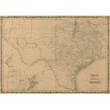 AN AMERICAN CIVIL WAR ERA ANTIQUE MAP, "Johnson's New Map of the State Of Texas," NEW YORK, 1860-