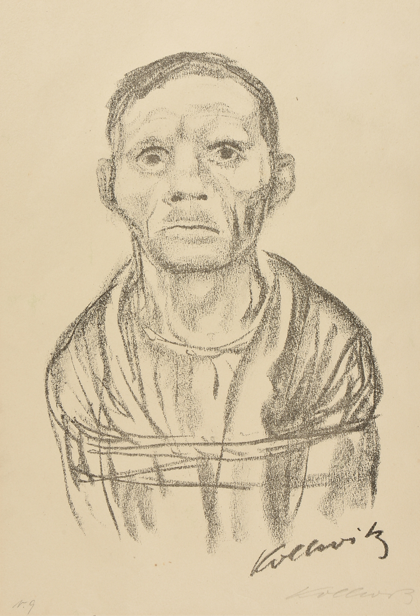 KÄTHE KOLLWITZ (German 1867-1945) A LITHOGRAPH, "Der Gefesselte," 1928, on paper, signed in plate