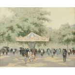 ANDRE GISSON (American 1921-2003) A PAINTING, "Carousel," oil on canvas, signed L/R, "Gisson." 24" x