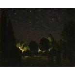 FRANK SIMON HERRMANN (American 1866-1942) A PAINTING, "Starry Nights, Elberon, New Jersey," oil on