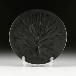 A LALIQUE BLACK CRYSTAL "Algues" PLATE, LAST HALF 20TH CENTURY, verso signed "Lalique, France," with