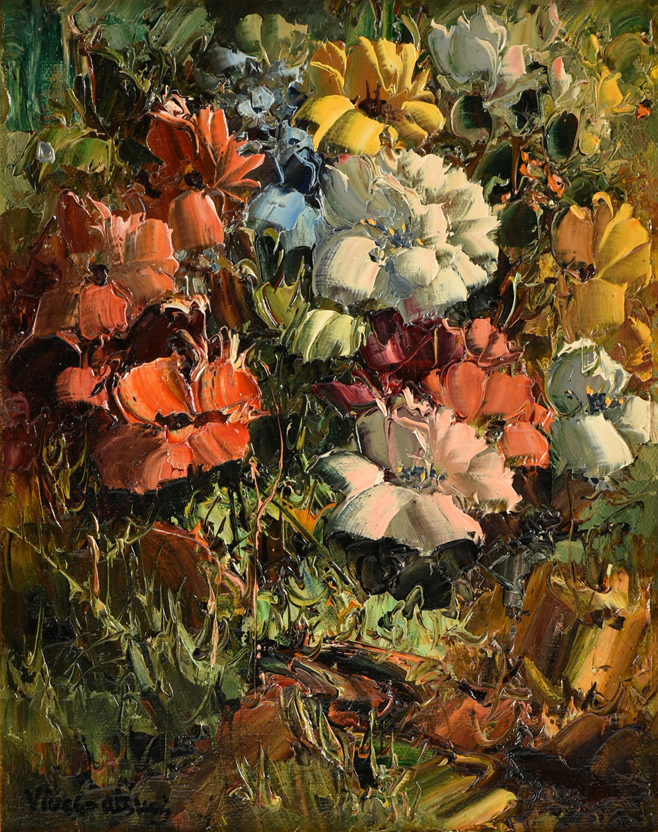 JOSE VIVES-ATSARA (Spanish/American 1919-2004) A PAINTING, "Wild Flowers," oil on canvas, signed L/