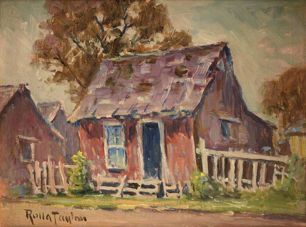ROLLA SIMS TAYLOR (American/Texas 1872-1970) A PAINTING, "Home Sweet Home, San Antonio West Side,"