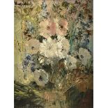 JOSE VIVES-ATSARA (Spanish/American 1919-2004) A PAINTING, "Wild Flowers," 1969, oil on canvasboard,
