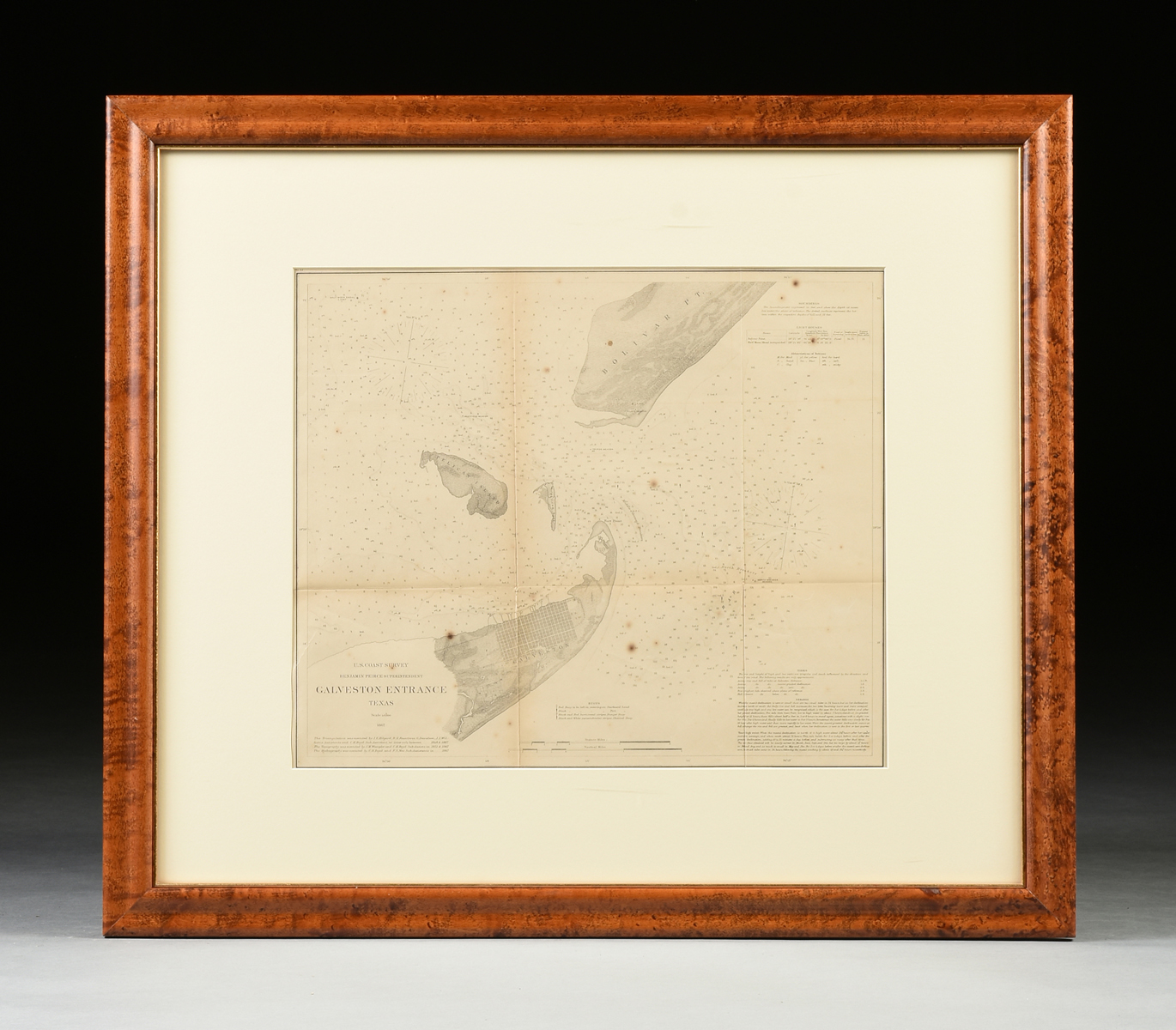 AN ANTIQUE AMERICAN CIVIL WAR/RECONSTRUCTION ERA U.S. COAST SURVEY MAP, "Galveston Entrance, Texas," - Image 2 of 11