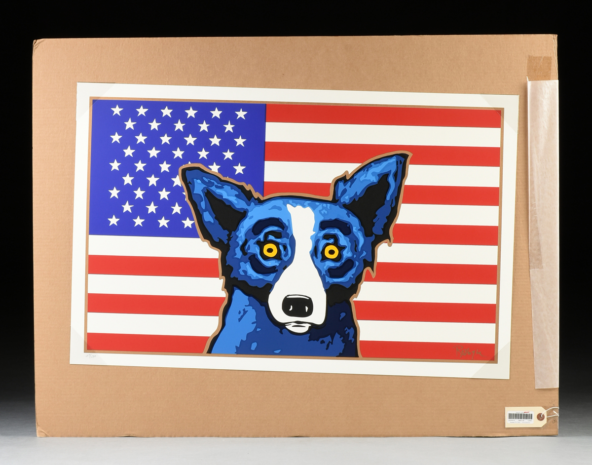 GEORGE RODRIGUE (American/Louisiana 1944-2013) A PRINT, "Land That I Love," CIRCA 2001, serigraph on - Image 3 of 7