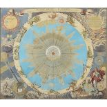 AN ANTIQUE MAP, "Systema Solare et Planetarium," NUREMBERG, 18TH CENTURY, parcel gilt and hand