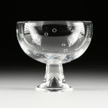 A STEUBEN FLOATING BUBBLES GLASS BOWL, SIGNED, DESIGNER JOEL SMITH, CIRCA 1999, the flat rim above