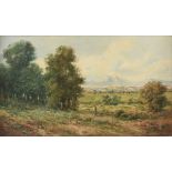 SAMUEL SPOKES (19th Century) A PAINTING, "Landscape with Figure on Path," oil on canvas, signed L/R.