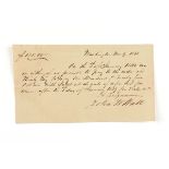 A REPUBLIC OF TEXAS PROMISSARY HANDWRITTEN NOTE, JOHN W. HALL (1786-1845) SIGNED AND DATED