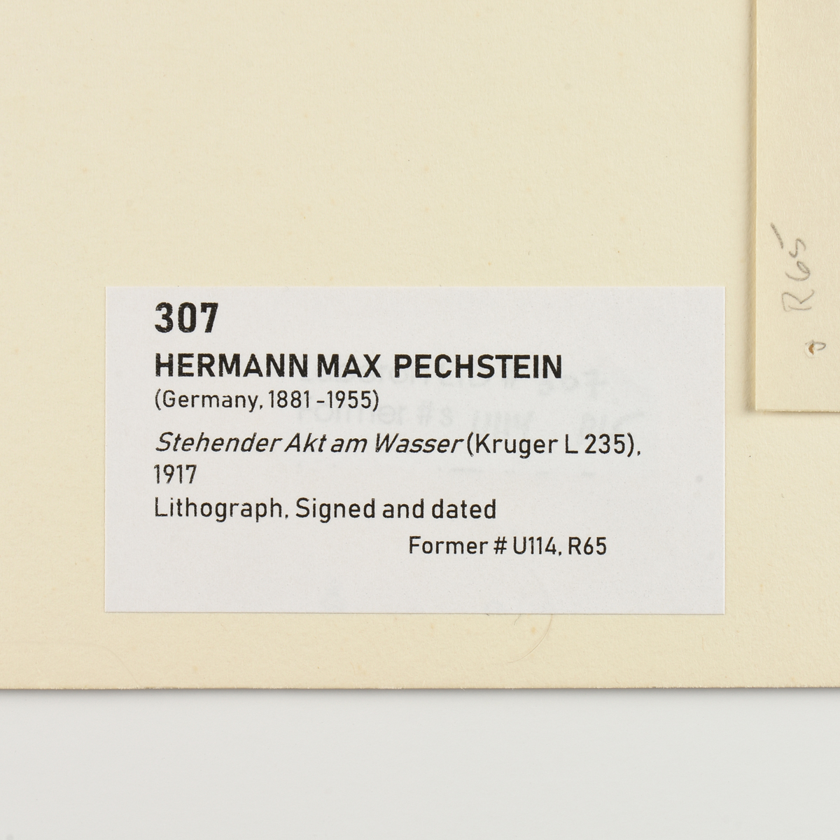 HERMANN MAX PECHSTEIN (German 1881-1955) A LITHOGRAPH, "Stehender Akt am Wasser," 1917, on paper, - Image 5 of 5