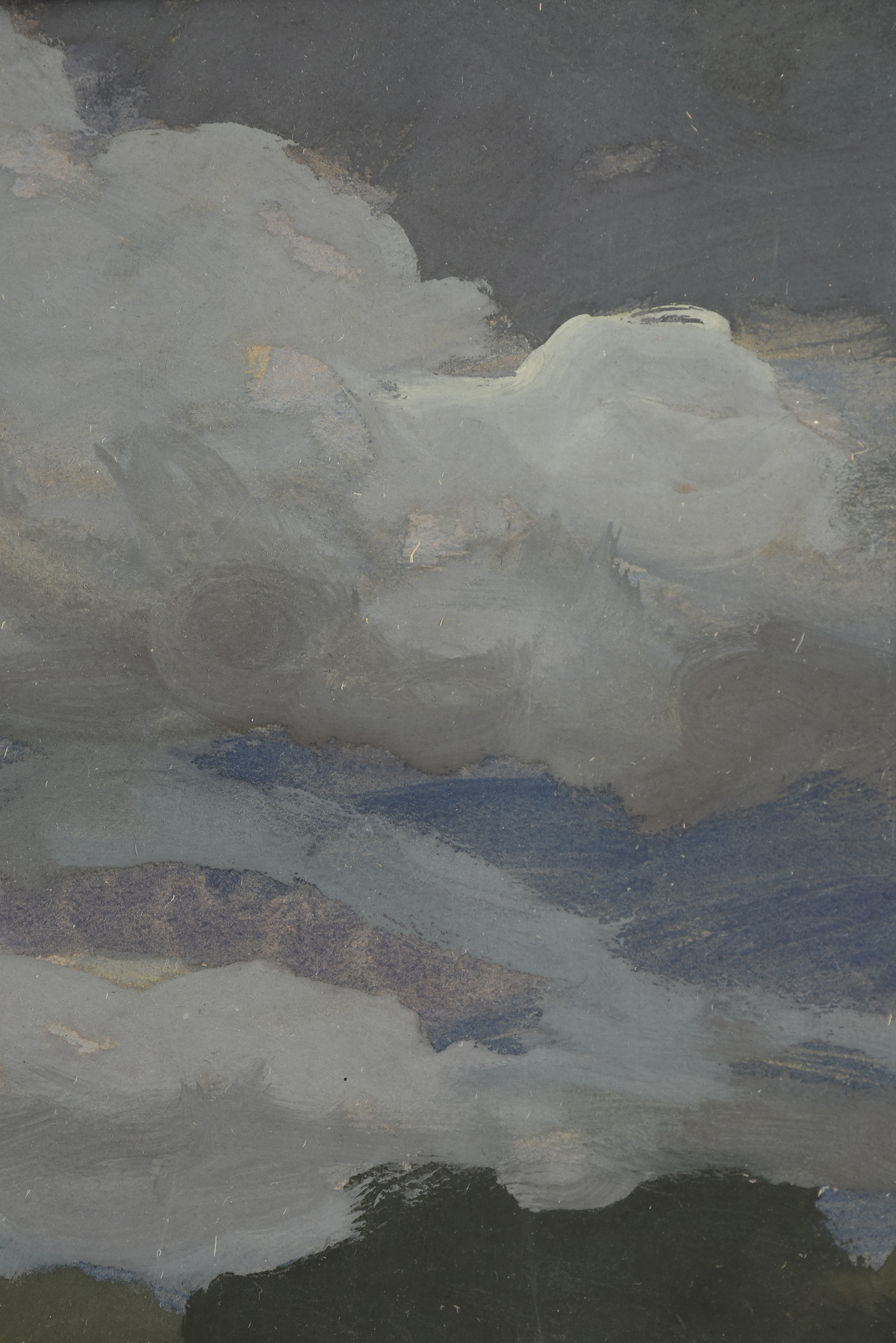 FRANK SIMON HERRMANN (AMERICAN 1866-1942), A PAINTING, "Moonlit Clouds," gouache on paper, signed - Image 7 of 8
