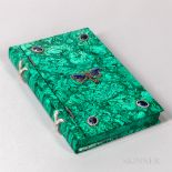 Jeweled Malachite Book Box, Russia, late 20th century, rectangular form with hinged lid and