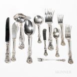 Gorham "King George" Pattern Sterling Silver Flatware Service, Rhode Island, early 20th century,