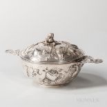 German Silver Vegetable Tureen, Hanau, late 19th/early 20th century, Karl Kurz, maker, lead with a