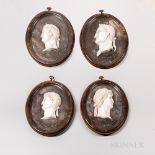 Set of Four Carved Marble Relief Portraits, Italy, oval shapes, each depicting a Roman with title